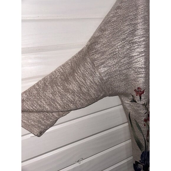 NWT Live In The Moment Sz LARGE Open Front Cardigan Oatmeal Floral Draped - Picture 7 of 11